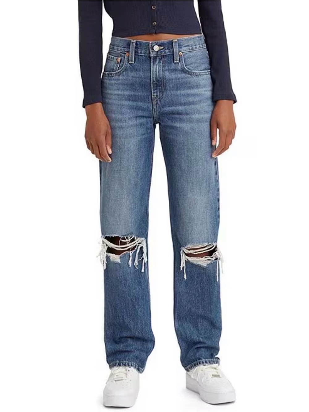 Levi’s Low Pro Straight Distressed Rigid Denim 90s baggy boho classic Jeans